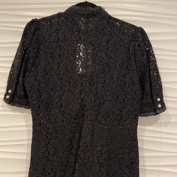 Zara NWT Luxury Party Festive Wedding Holiday black lace dress w/jewel buttons - Picture 8 of 9